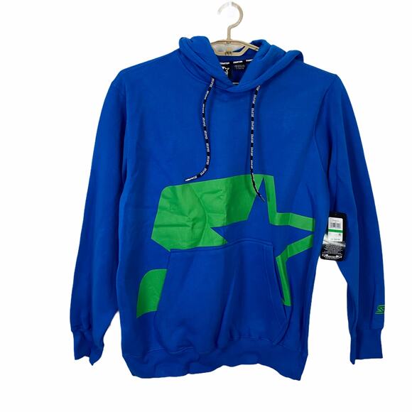 Starter Hoodie Black Label NWT Star Logo Kangaroo Pocket in Blue & Green Unisex - Picture 1 of 14